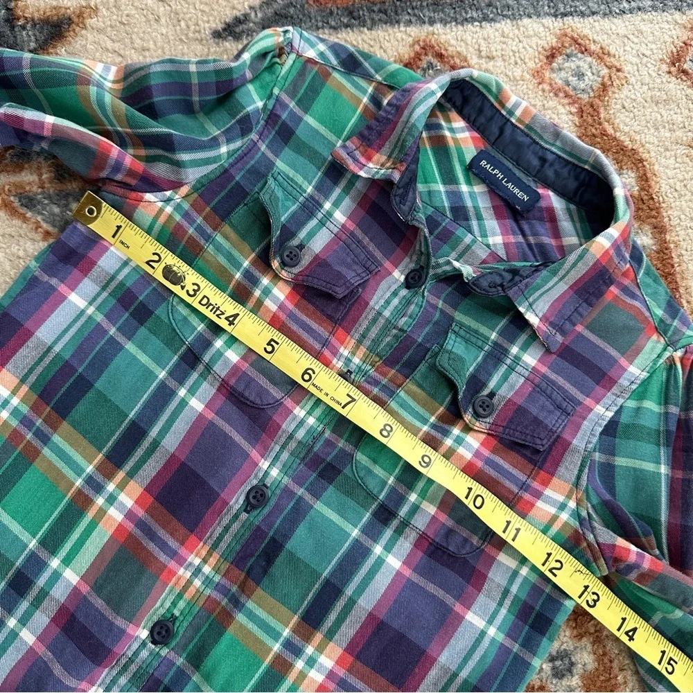 Ralph Lauren Green Navy Red Plaid Cotton Shirt Dress